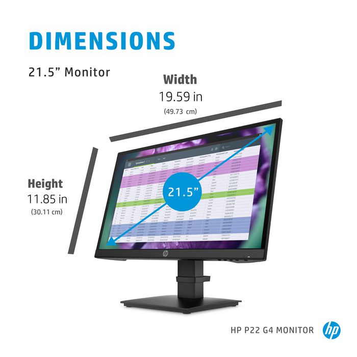 HP P22 G4 21.5inch Monitor FHD 1920 x 1080 pixels, Full - W128821842
