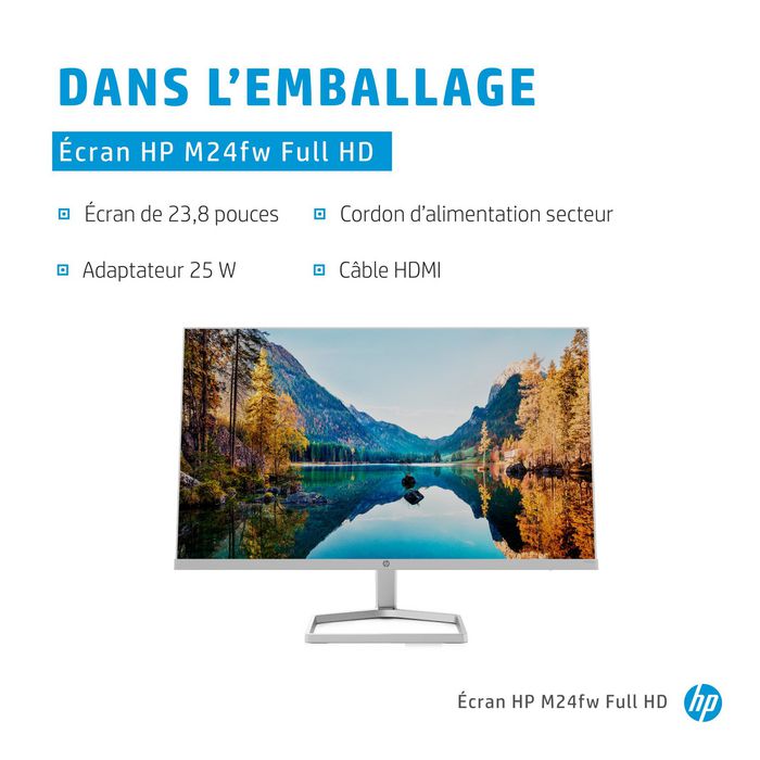 HP HP M24fw computer monitor 60.5 cm (23.8") 1920 x 1080 pixels Full HD LED Silver - W128830020