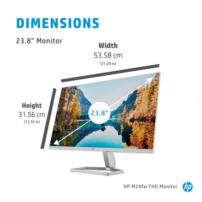 HP HP M24fw computer monitor 60.5 cm (23.8") 1920 x 1080 pixels Full HD LED Silver - W128830020