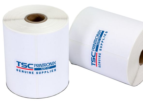 TSC TT Labels, 102x102mm, Uncoated, 25mm core, Permanent adhesive, 800 labels/roll, 18 rolls/box, MOQ 1 Box - W128830116