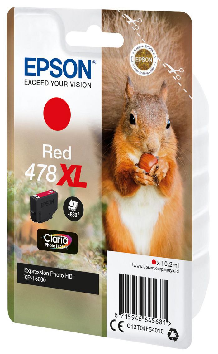 Epson Squirrel Singlepack Red 478Xl Claria Photo Hd Ink - W128822582