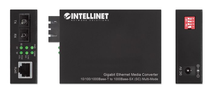Intellinet Gigabit Ethernet Media Converter 10/100/1000Base-T To 1000Base-Sx (Sc) Multi-Mode, 550 M (1,800 Ft.), Autonegotiation - W128824972