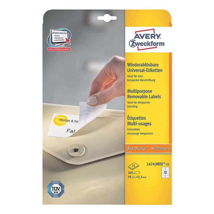 Avery Removable Labels, Laser, Removable, 99.1 X 42.3 Mm - W128827786