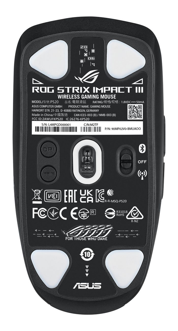 Asus Rog Strix Impact Iii Wireless Mouse Ambidextrous Rf Wireless + Bluetooth Optical 36000 Dpi - W128829739
