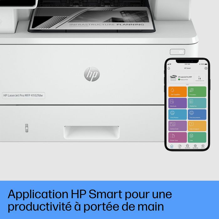 HP Laserjet Pro Mfp 4102Fdw Printer, Black And White, Printer For Small Medium Business, Print, Copy, Scan, Fax, Wireless; Instant Ink Eligible; Print From Phone Or Tablet; Automatic Document Feeder - W128279092