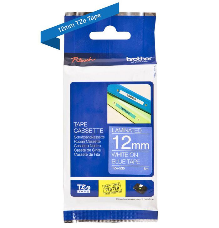 Brother White on blue Laminated tape 12mm x 8m - W124476504