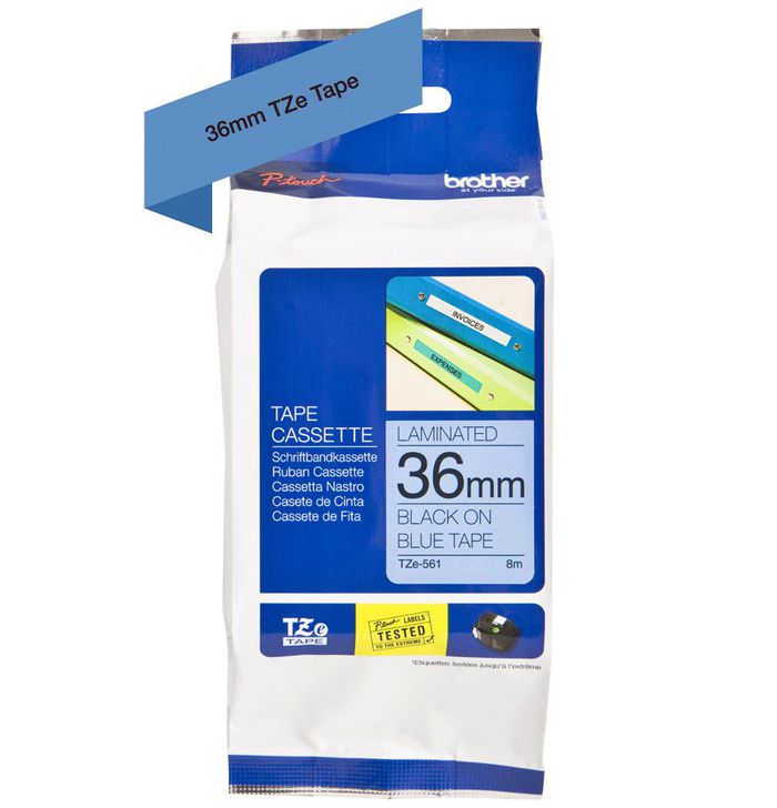 Brother Black on blue Laminated tape 36mm x 8m - W124576403