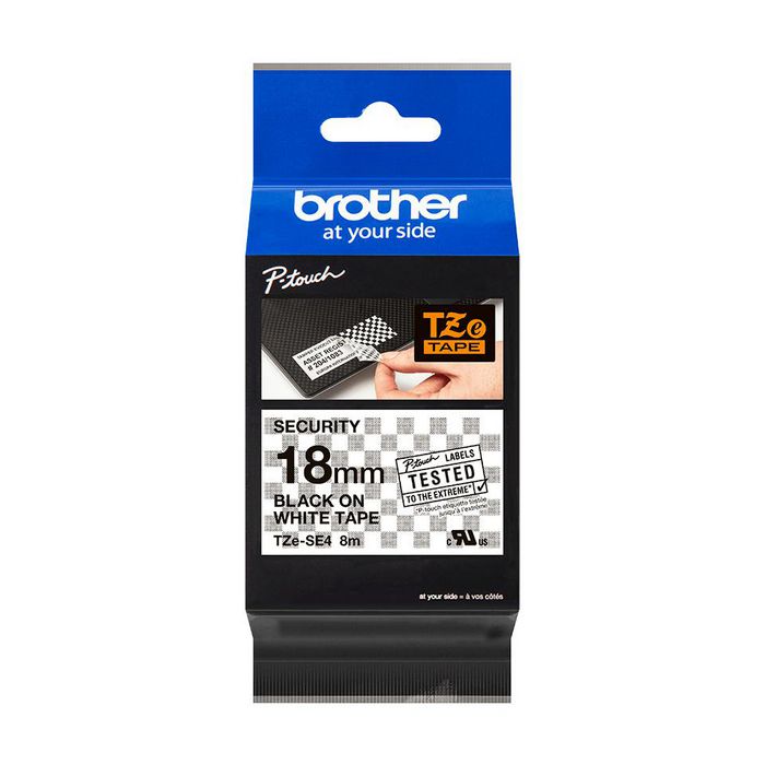 Brother TZESE4 Black on White 18mm - W125076142