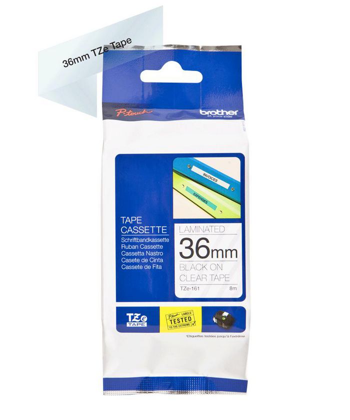 Brother Black on Clear Laminated Tape 36mm x 8m - W124686536