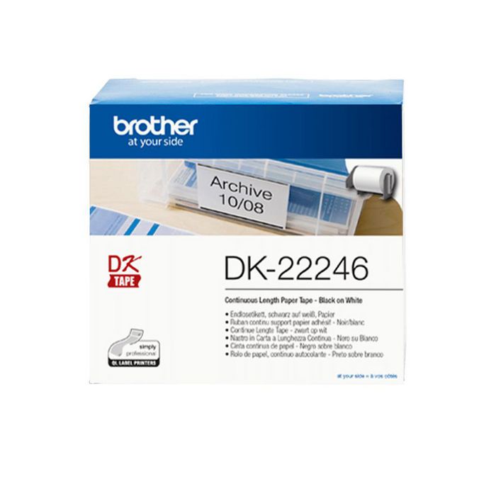 Brother Paper Label Roll – Black on White, 103mm wide - W124848334