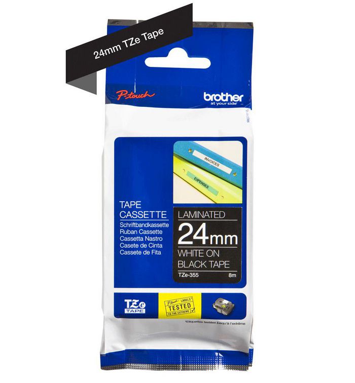 Brother White on black Laminated tape 24mm x 8m - W124976380