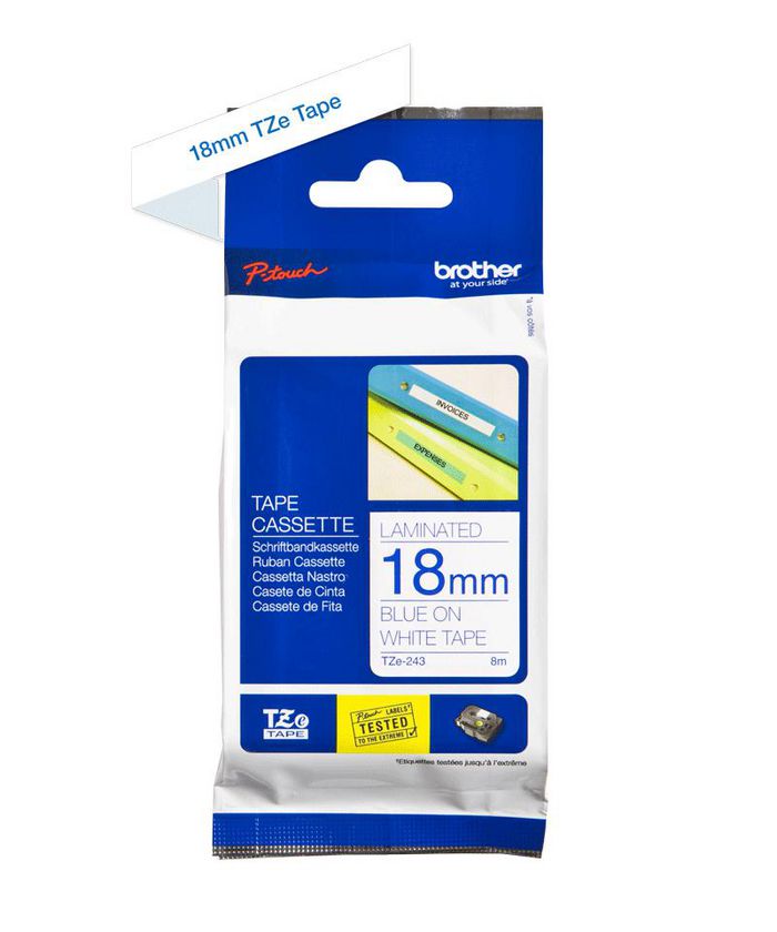 Brother Tape Blue on White 18mm - W125175944