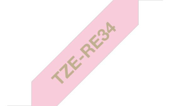 Brother Tze-Re34 Label-Making Tape Gold On Pink - W128259546