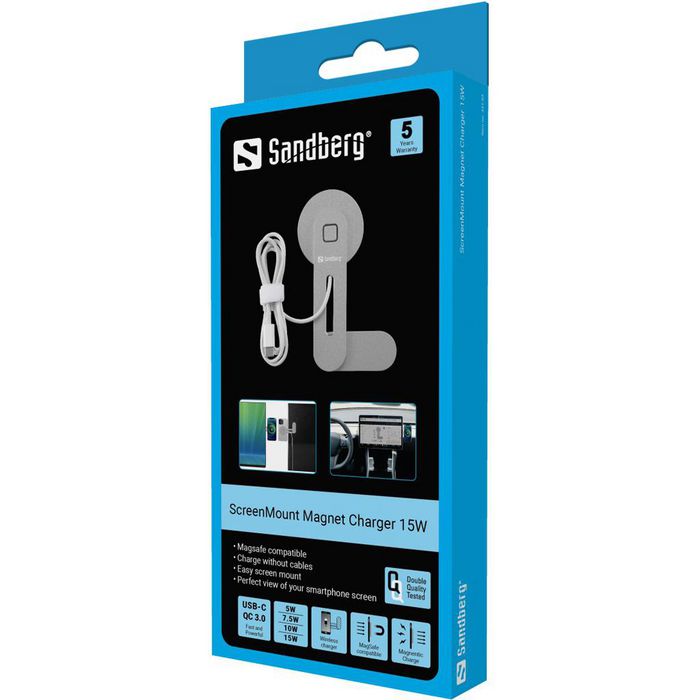Sandberg ScreenMount Magnet Charger 15W - W128609246
