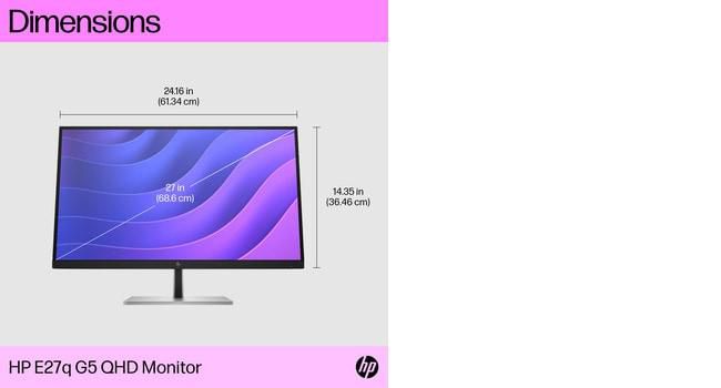 HP HP E27q G5 computer monitor 68.6 cm (27") 2560 x 1440 pixels Quad HD LCD Black, Silve - W128229795