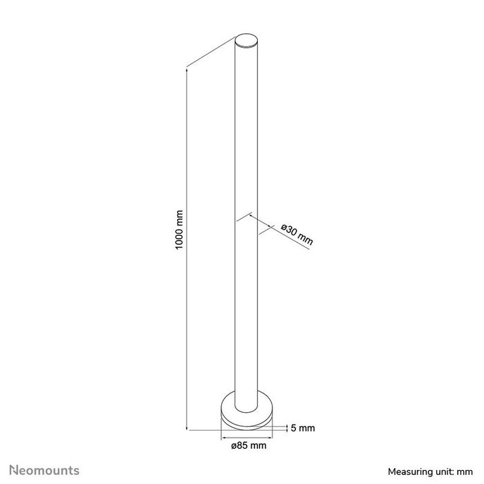Neomounts Neomounts by Newstar 100cm extension pole for Monitor Mounts: FPMA-D910/920/930/1010/1020/1030 - Silver - W124850349
