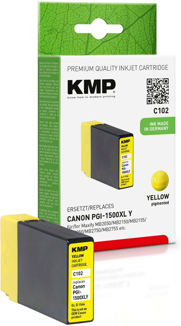 KMP Printtechnik AG Cart. Canon PGI1500XLY comp. - W124702455