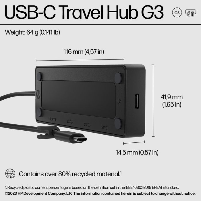 HP Usb-C Travel Hub G3 - W128829734