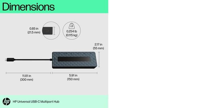 HP 50H98AA USB 3.2 Gen 1 (3.1 Gen 1) Type-C Noir - W127067328