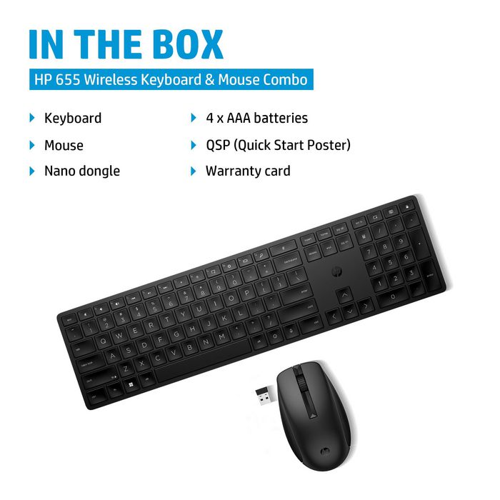 HP 655 Wireless Keyboard And Mouse Combo Used for all EU countries - W128282416