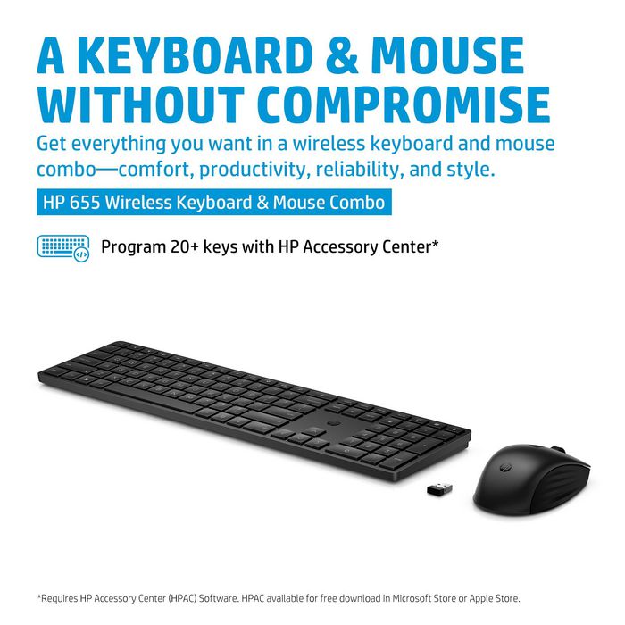 HP 655 Wireless Keyboard And Mouse Combo Used for all EU countries - W128282416