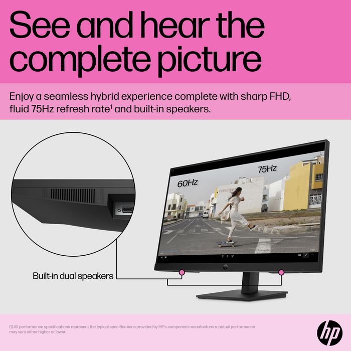 HP HP P24h G5 computer monitor 60.5 cm (23.8") 1920 x 1080 pixels Full HD LCD Black - W128229785
