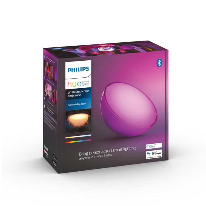 Philips by Signify Hue White and colour ambience Go portable light (latest model) Integrated battery Instant control via Bluetooth Control with app or voice* Add Hue Bridge to unlock more - W124438796