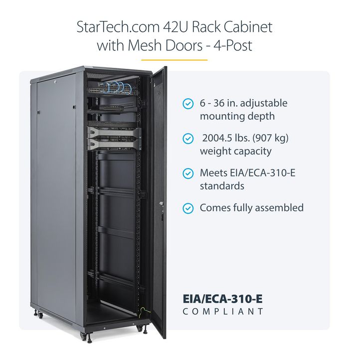 RK4236BKB, StarTech.com 42U Server Rack Cabinet - 36 in. Deep | EET