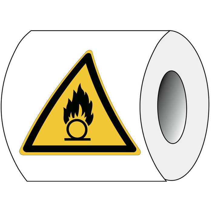 PIC W028- TRI 050-PE-ROLL/1, Brady ISO Safety Sign - Warning; Oxidizing ...