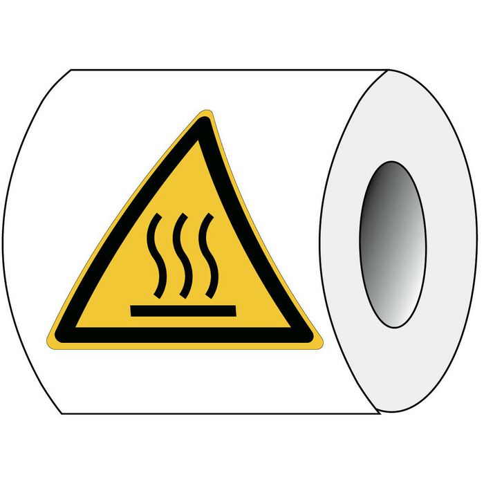 W017 PIC W017-TRI 100-PE-ROLL/1, Brady ISO Safety Sign - Warning; Hot ...