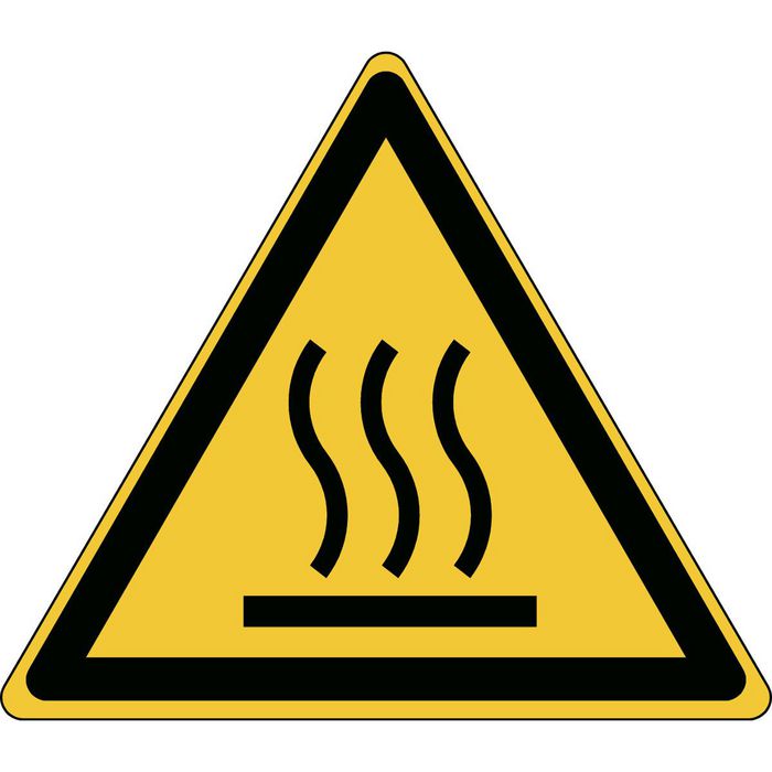 W017 PIC W017- TRI 050-PE-SHEET/7, Brady ISO Safety Sign - Warning; Hot ...