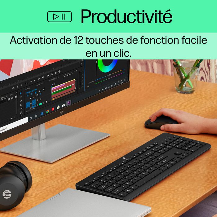 3L1E7AA#ABF, HP 230 Wireless Keyboard Black - FR | EET