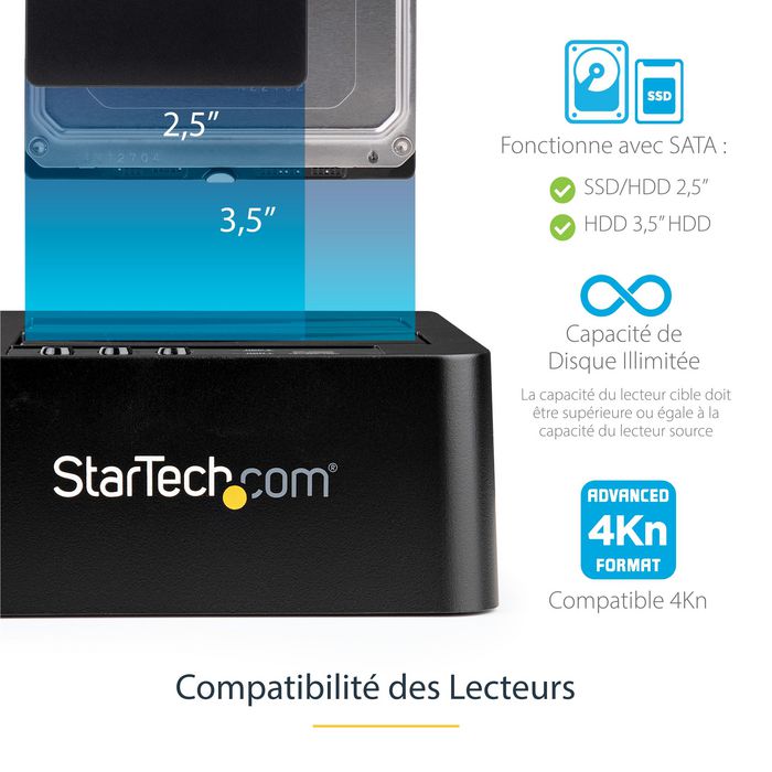 Station d'accueil USB 3.0 universelle pour disque dur SATA 2,5/3,5 - Dock HDD / SSD avec UASP (UNIDOCKU33