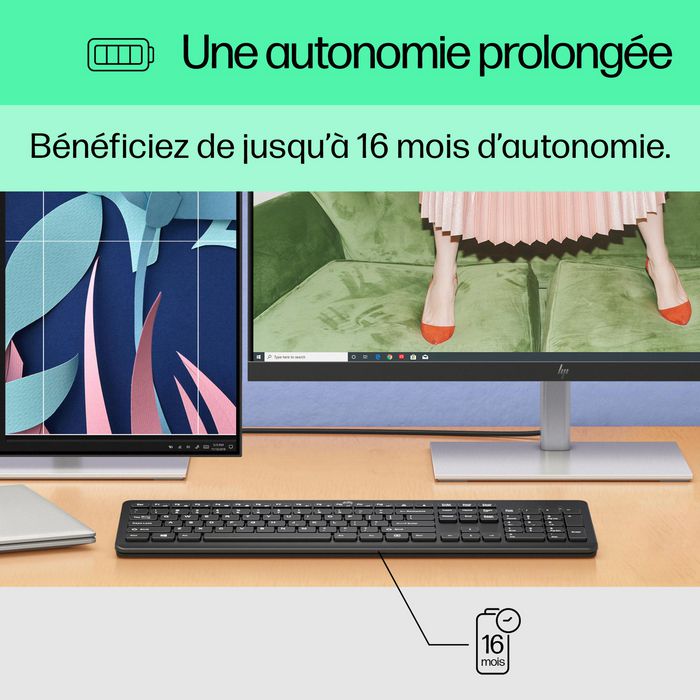 3L1E7AA#ABF, HP 230 Wireless Keyboard Black - FR | EET