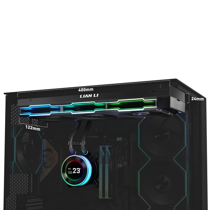 GHS2LCD36TB, Lian Li 2000-2500RPM±10％, 33 dBA, 500nit, 400 x 122 x 24mm ...