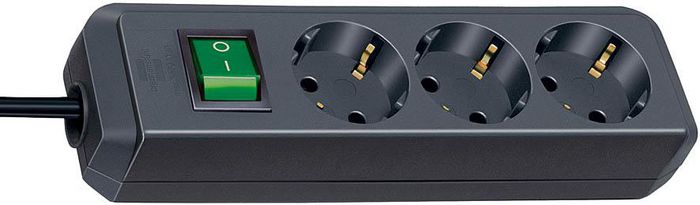 Brennenstuhl Eco-Line extension socket with switch 3-way, black, 1.5m - W124298528
