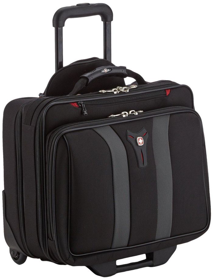 Wenger GRANADA 17" Wheeled Laptop Case with Telescopic Trolley Handle, Overnight Compartment and Lockable Zippers, Black / Grey - W124327168