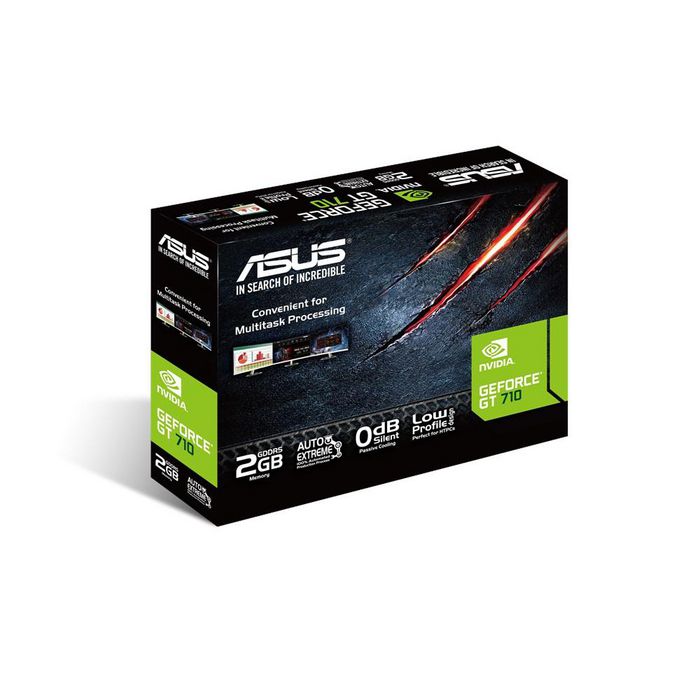 Asus NVIDIA GeForce GT 710, 2 GB GDDR5, PCI Express 2.0, 954 MHz, 192 CUDA, 32-bit, D-Sub, DVI, HDMI, HDCP - W124338856
