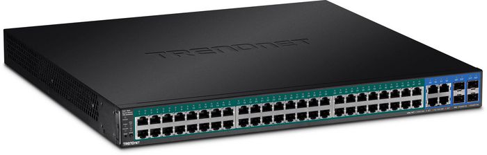 TRENDnet 48 ports PoE+ Gigabit, 4 ports Gigabit partagés, 740 W, 104 Gb/s - W124376331