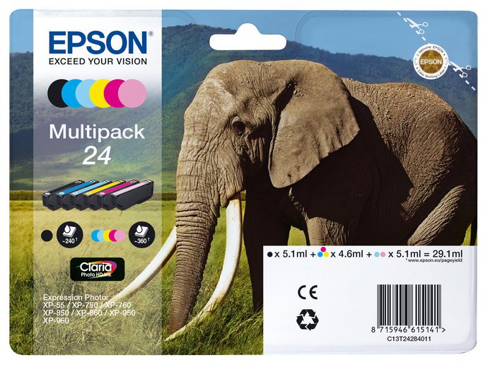 Epson Multipack 6-colours 24 Claria Photo HD Ink - W124346679