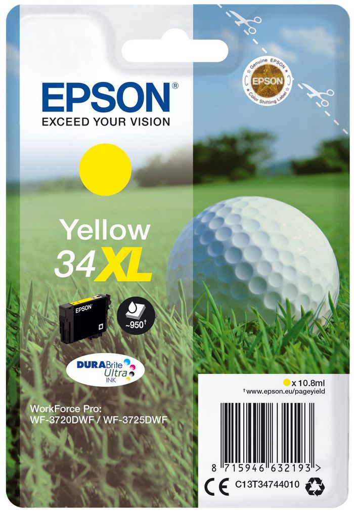 Epson Singlepack Yellow 34XL DURABrite Ultra Ink - W124346691