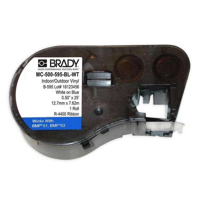 Brady White on Blue BMP41/BMP51/BMP53 Labelmaker Tape 12.70 mm X 7.62 m - W124363205