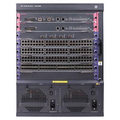 Hewlett Packard Enterprise HP 7506 Switch with 2 48-port Gig-T PoE+ Modules and 384Gbps MPU with 2 XFP ports - W124358497