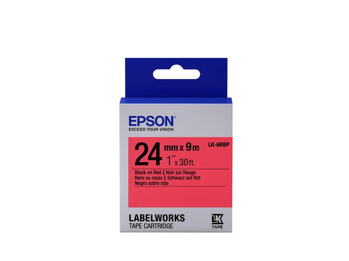 Epson LK-6RBP - Couleur Pastel - Noir sur Rouge - 24mmx9m - W124346898