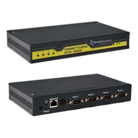 Brainboxes Ethernet - 4 x RS232, 700g, Black - W124349396