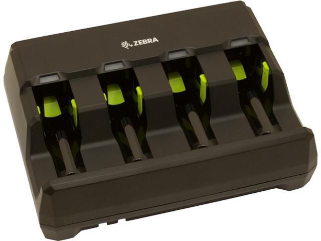Zebra 4-slot battery charger f/3600 series battery. No cables included. Order power supply, DC line cord and AC line cord separately. - W124374598