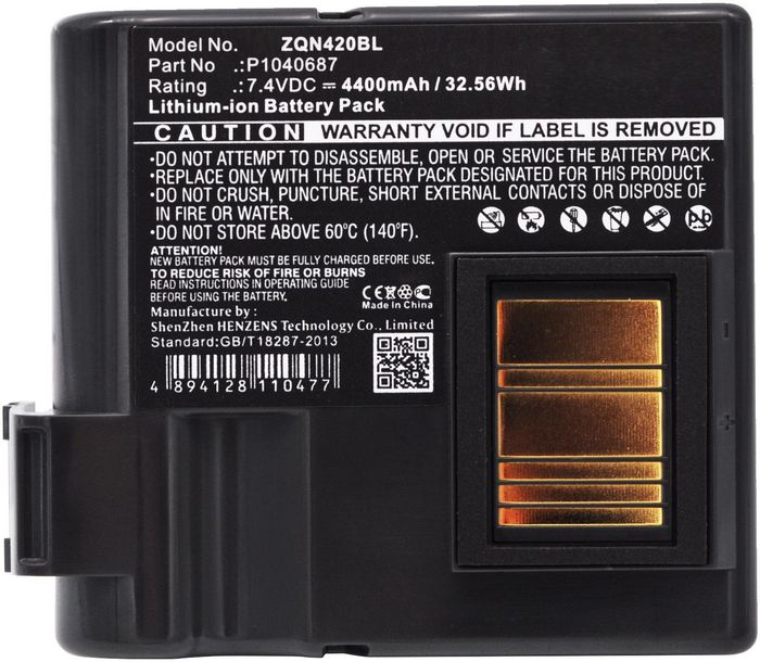 CoreParts Battery for Zebra Printer 32.56Wh Li-ion 7.4V 4400mAh Black, P1040687, P1050667-016 - W124363050