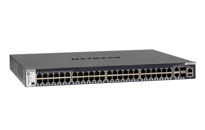 Netgear Stackable Managed Switch, L3, 48-port 1000BASE-T (RJ45), 2-port 10GBASE-T (RJ45), 2-port 10GBASE-X (SFP+), 176Gbps, USB, Mini-USB / RJ45 / RS232 console ports, APS150W PSU - W124389950