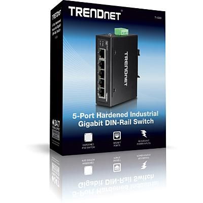TRENDnet Hardened Industrial Switch, Unmanaged, 5 x Gigabit RJ-45, DIN-Rail, IP30 - W124376215