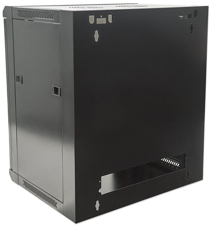 Intellinet 19" Wallmount Cabinet, 9U, 500 (h) x 570 (w) x 450 (d) mm, Max 60kg, Flatpack, Black - W124385378